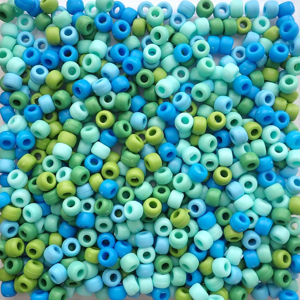 Matte Blueberry Mix Plastic Pony Beads. Size 6 x 9 mm. Craft Beads. Made in the USA.