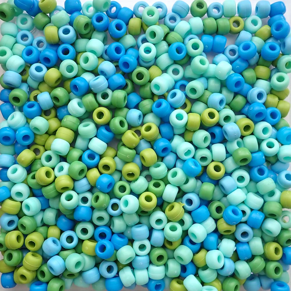 Matte Blueberry Mix Plastic Pony Beads. Size 6 x 9 mm. Craft Beads. Made in the USA.