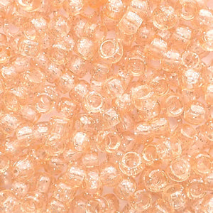 Peach Glitter Plastic Pony Beads 6 x 9mm, 150 beads