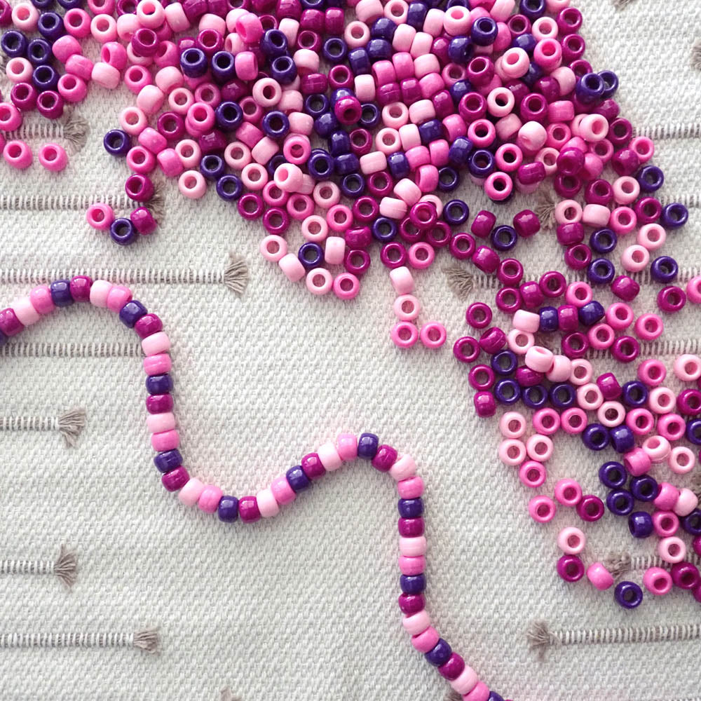 Sweet Berry Purple &amp; Pink Mix Plastic Pony Beads 6 x 9mm, 500 beads
