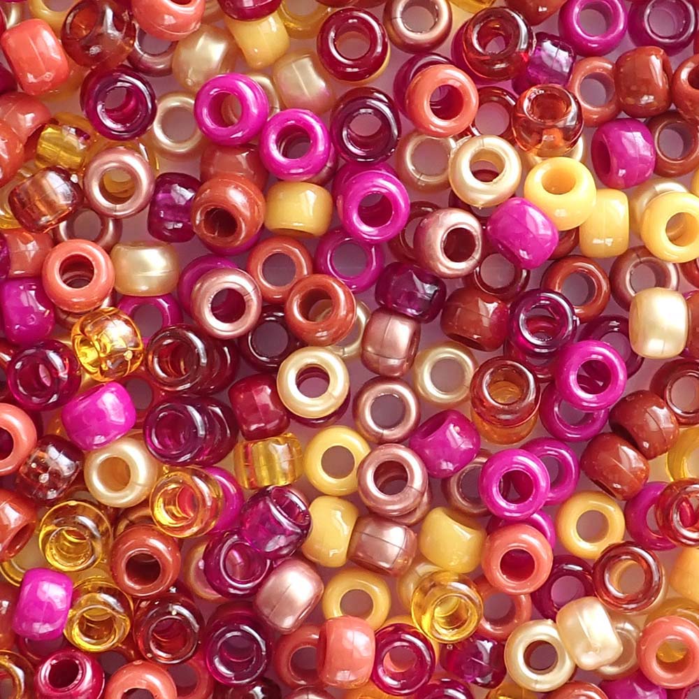 Pink Opaque Plastic Pony Beads 6 x 9mm, 500 beads