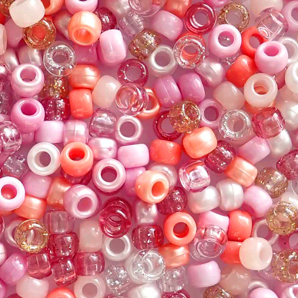 Sweet Blossom Mix Plastic Pony Beads. Size 6 x 9 mm. Craft Beads.