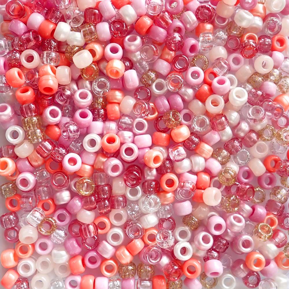 Sweet Blossom Mix Plastic Pony Beads. Size 6 x 9 mm. Craft Beads.