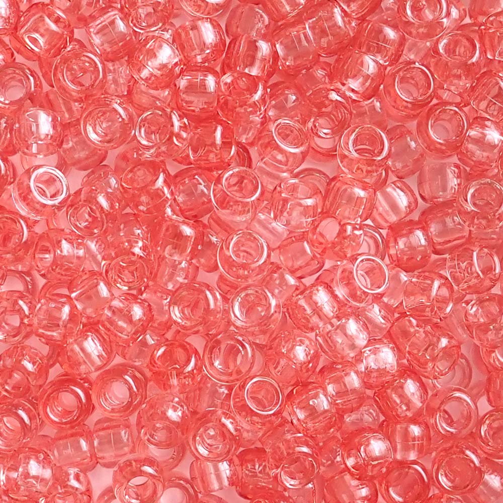 Citrus Orange Transparent Plastic Pony Beads 6 x 9mm, 500 beads