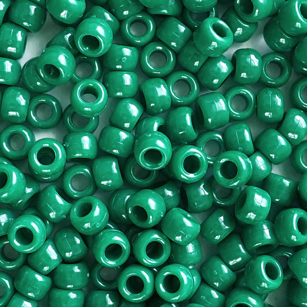 Imperial Green Plastic Pony Beads. Size 6 x 9 mm. Craft Beads. 