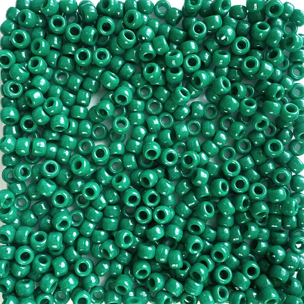 Imperial Green Plastic Pony Beads. Size 6 x 9 mm. Craft Beads. 