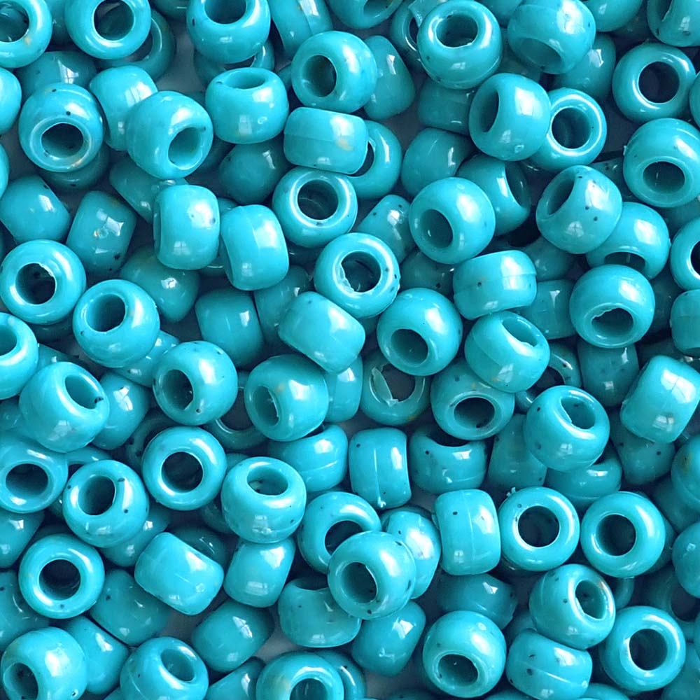 Blue Turquoise Plastic Pony Beads. Size 6 x 9 mm. Craft Beads. 
