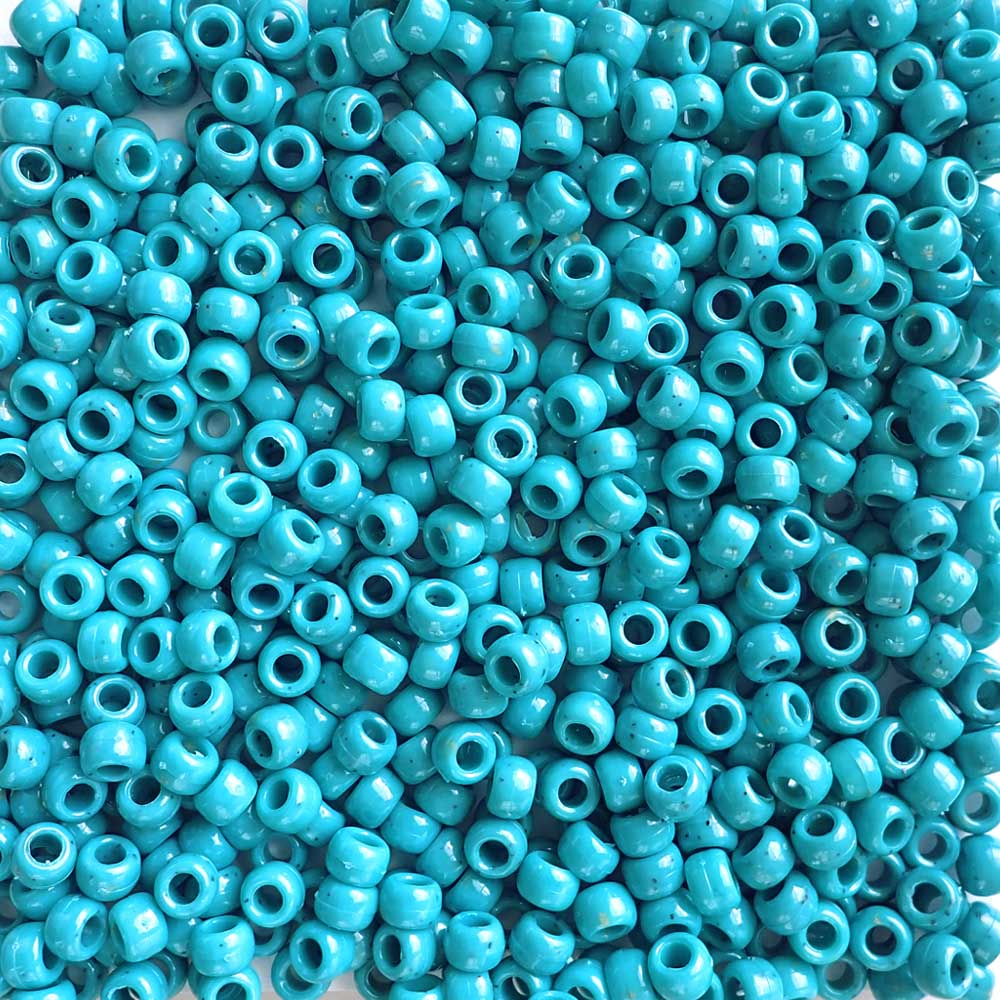 Blue Turquoise Plastic Pony Beads. Size 6 x 9 mm. Craft Beads. 