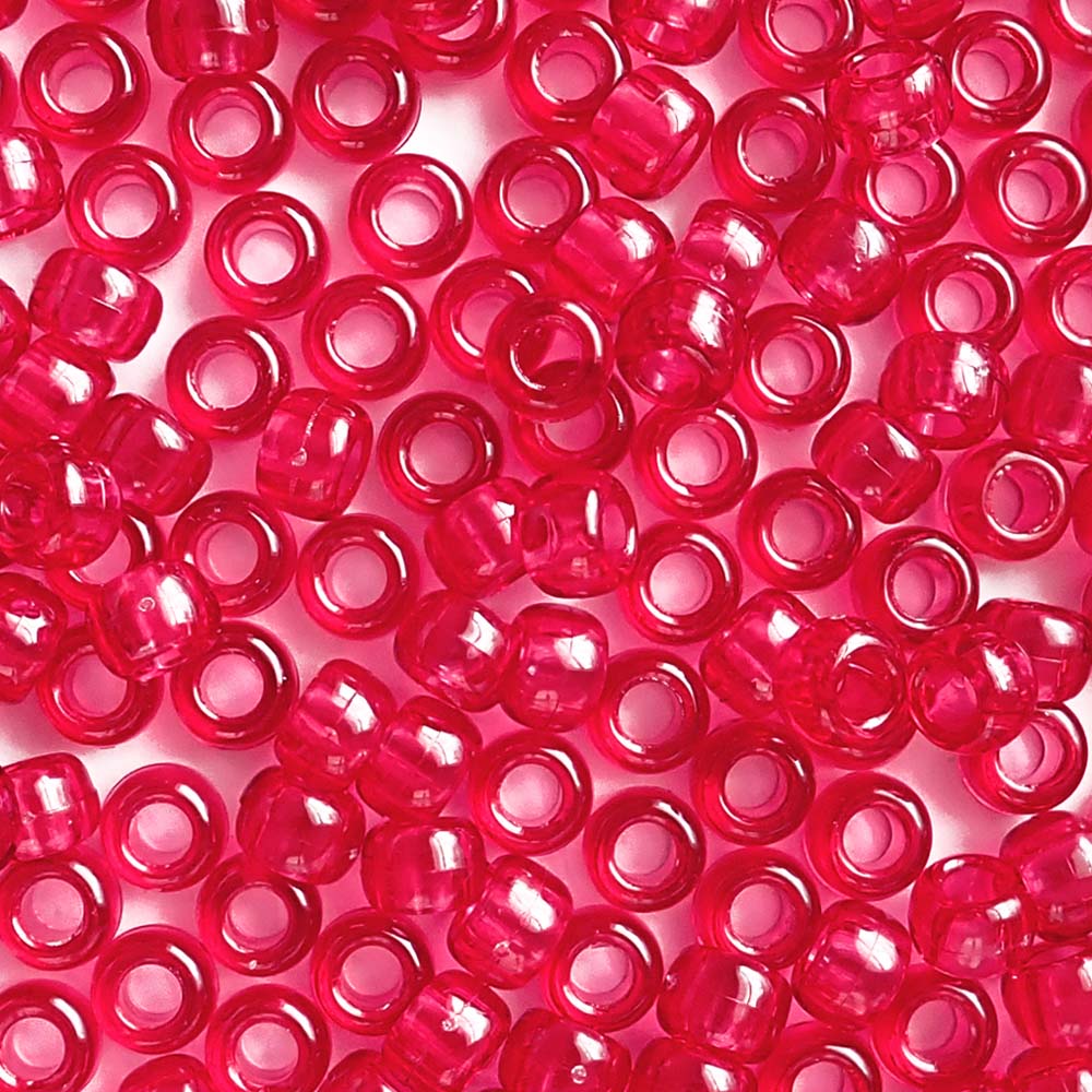Autumn Red Plastic Pony Beads. Size 6 x 9 mm. Craft Beads. 