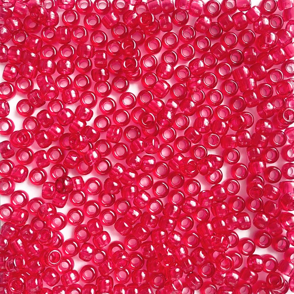 Autumn Red Plastic Pony Beads. Size 6 x 9 mm. Craft Beads. 
