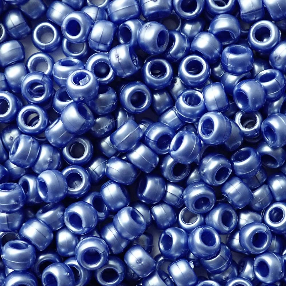 Wildflower Blue Violet Pearl Plastic Pony Beads 6 x 9mm, 500 beads
