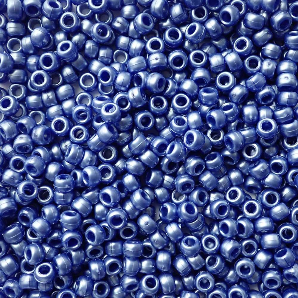 Wildflower Blue Violet Pearl Plastic Pony Beads 6 x 9mm, 500 beads