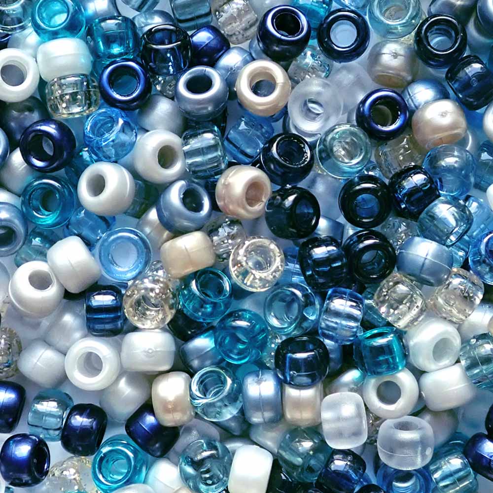 Ocean Dreams Mix Blue Plastic Pony Beads, 6x9mm, 500 beads