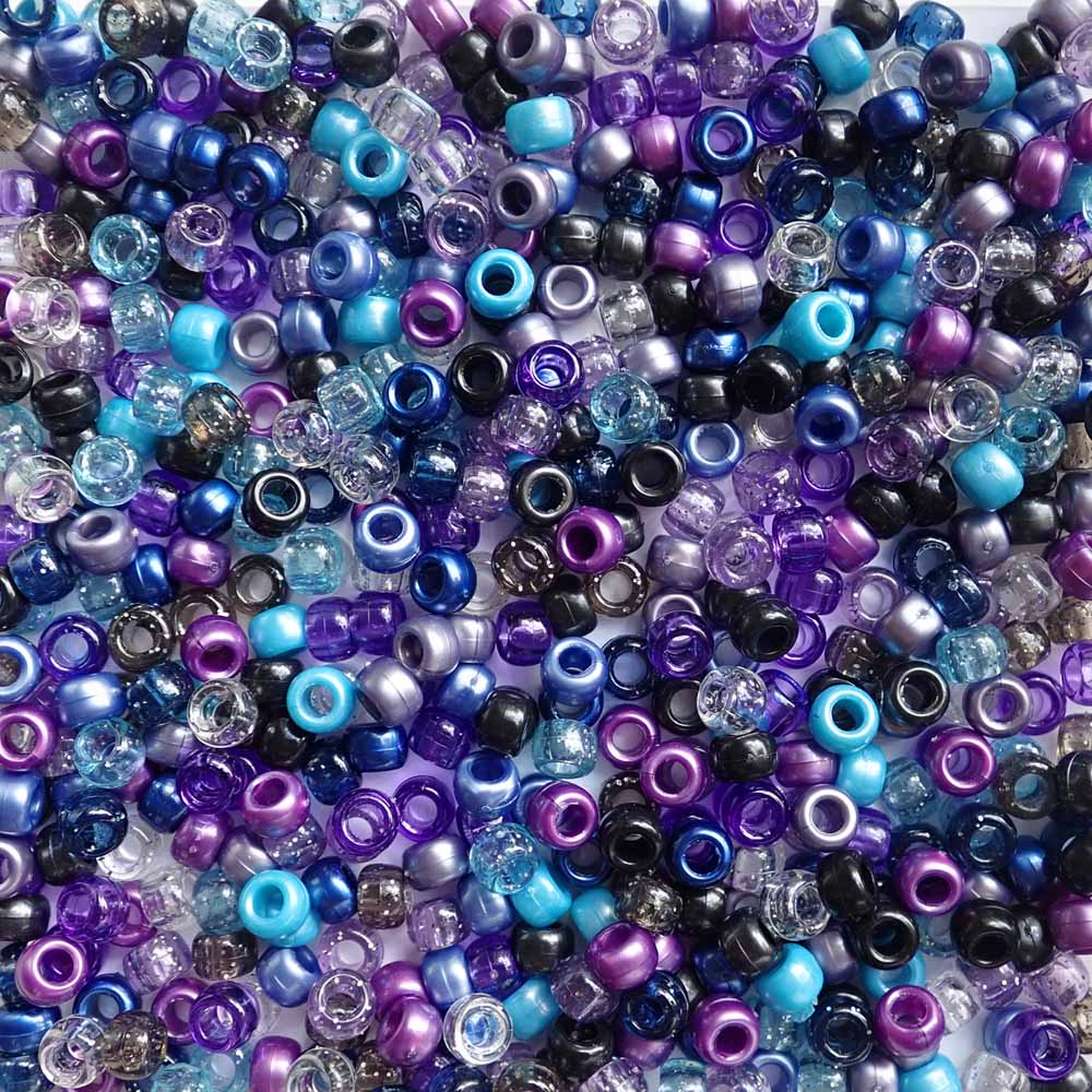 Cosmic Galaxy Mix Plastic Pony Beads, 6x9mm, 500 beads