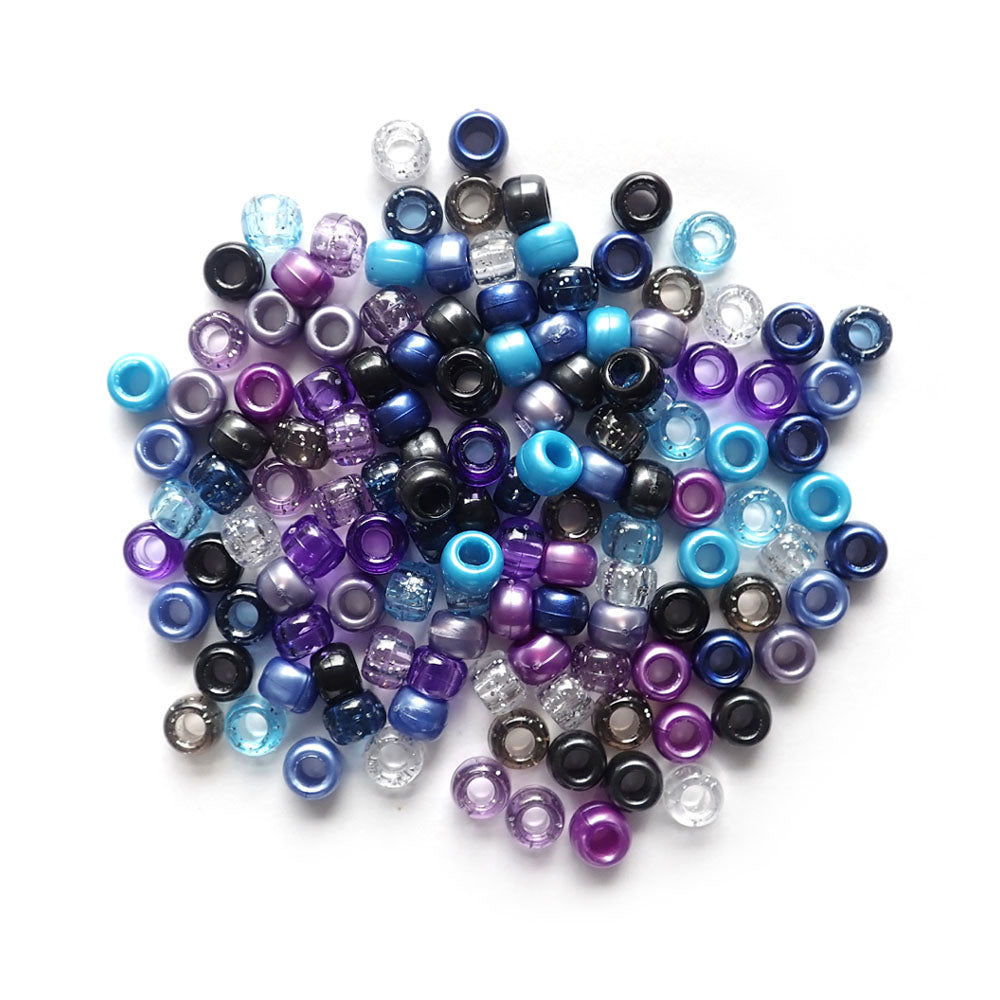 Cosmic Galaxy Mix Plastic Pony Beads 6 x 9mm, 500 beads