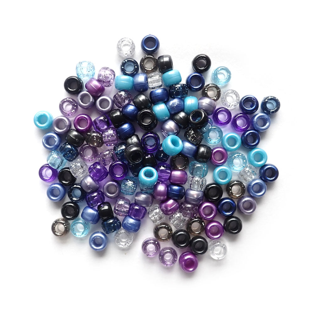 Cosmic Galaxy Mix Plastic Pony Beads 6 x 9mm, 500 beads