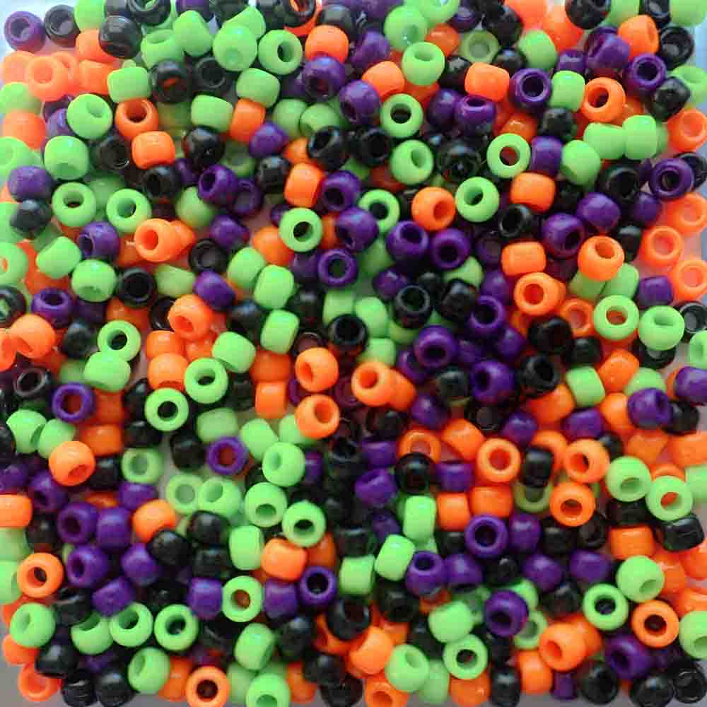 Matte Halloween Mix Plastic Pony Beads 6 x 9mm, 500 beads