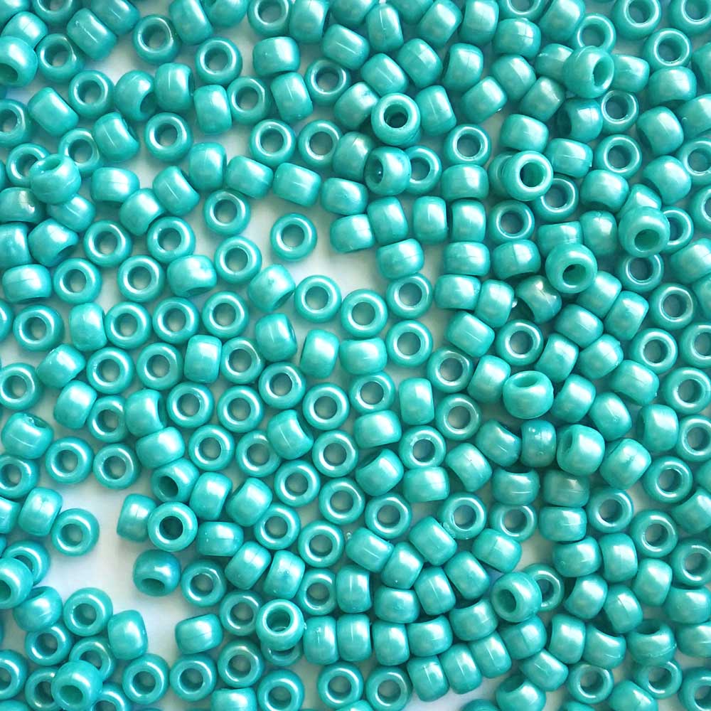 Light Turquoise Pearl Plastic Pony Beads 6 x 9mm, 500 beads