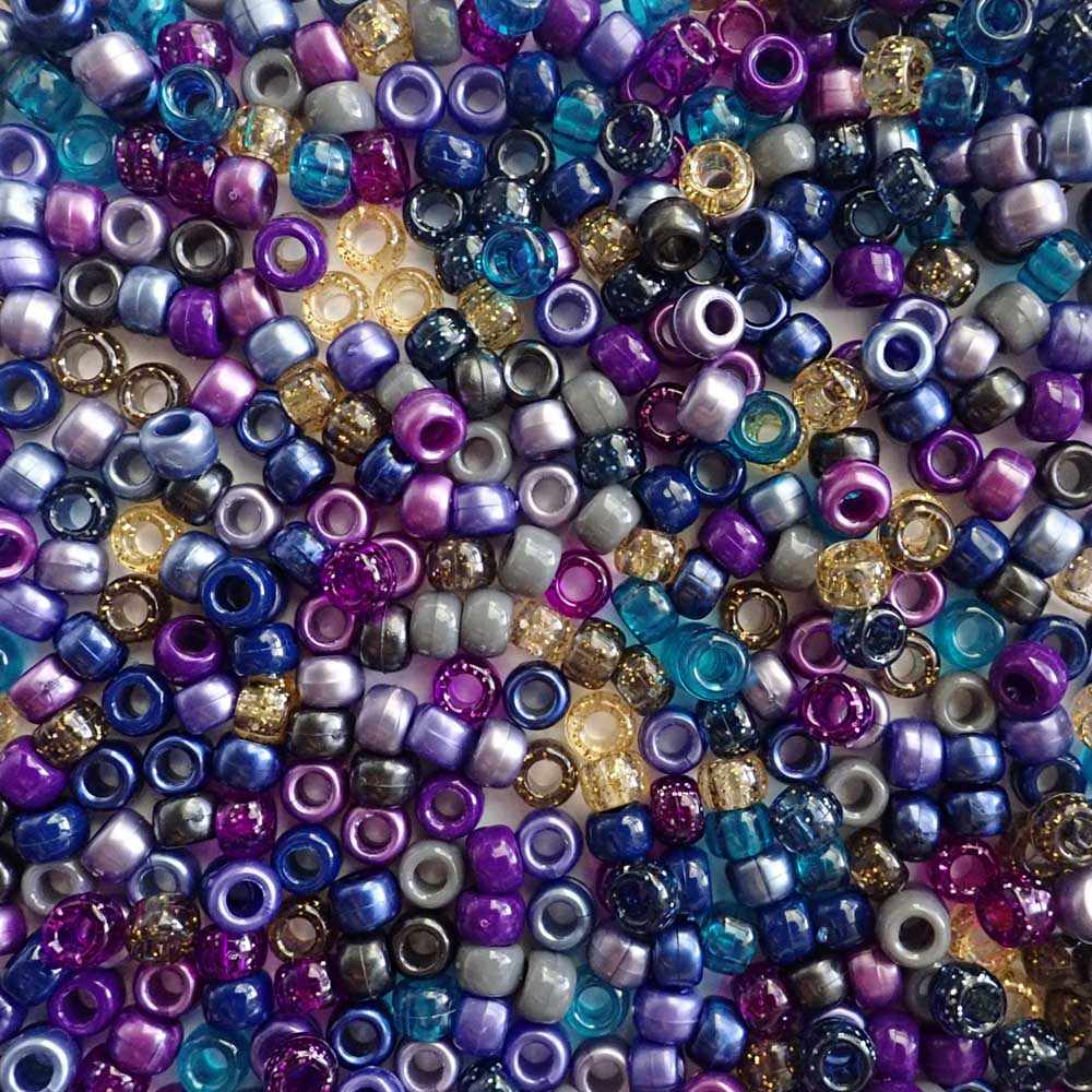Midnight Magic Mix Plastic Pony Beads 6 x 9mm, 500 beads