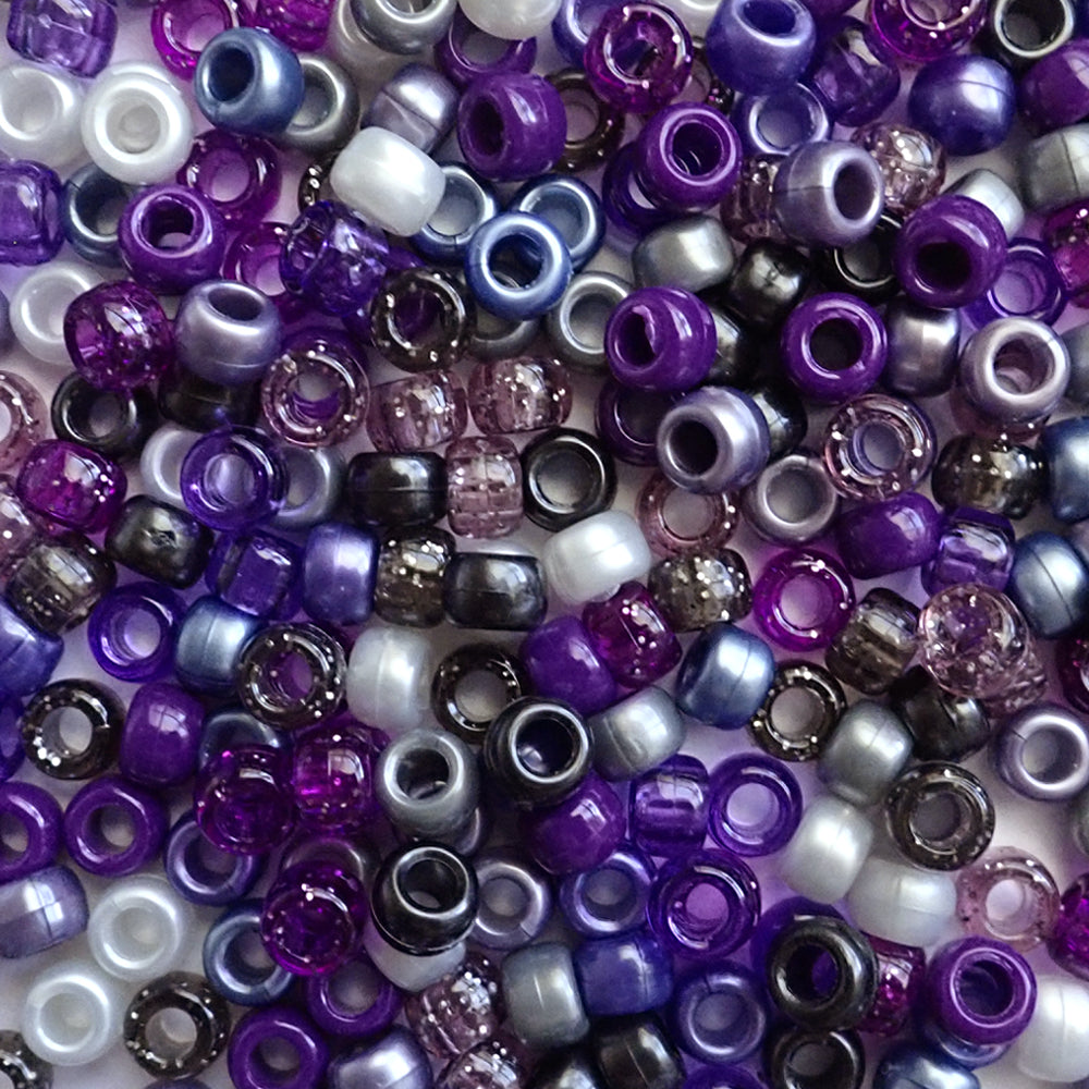 Mystic Purple Mix Plastic Pony Beads, 6x9mm, 500 beads