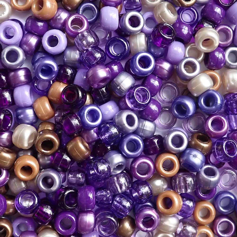 Boho Purple Mix Plastic Pony Beads, 6x9mm, 500 beads