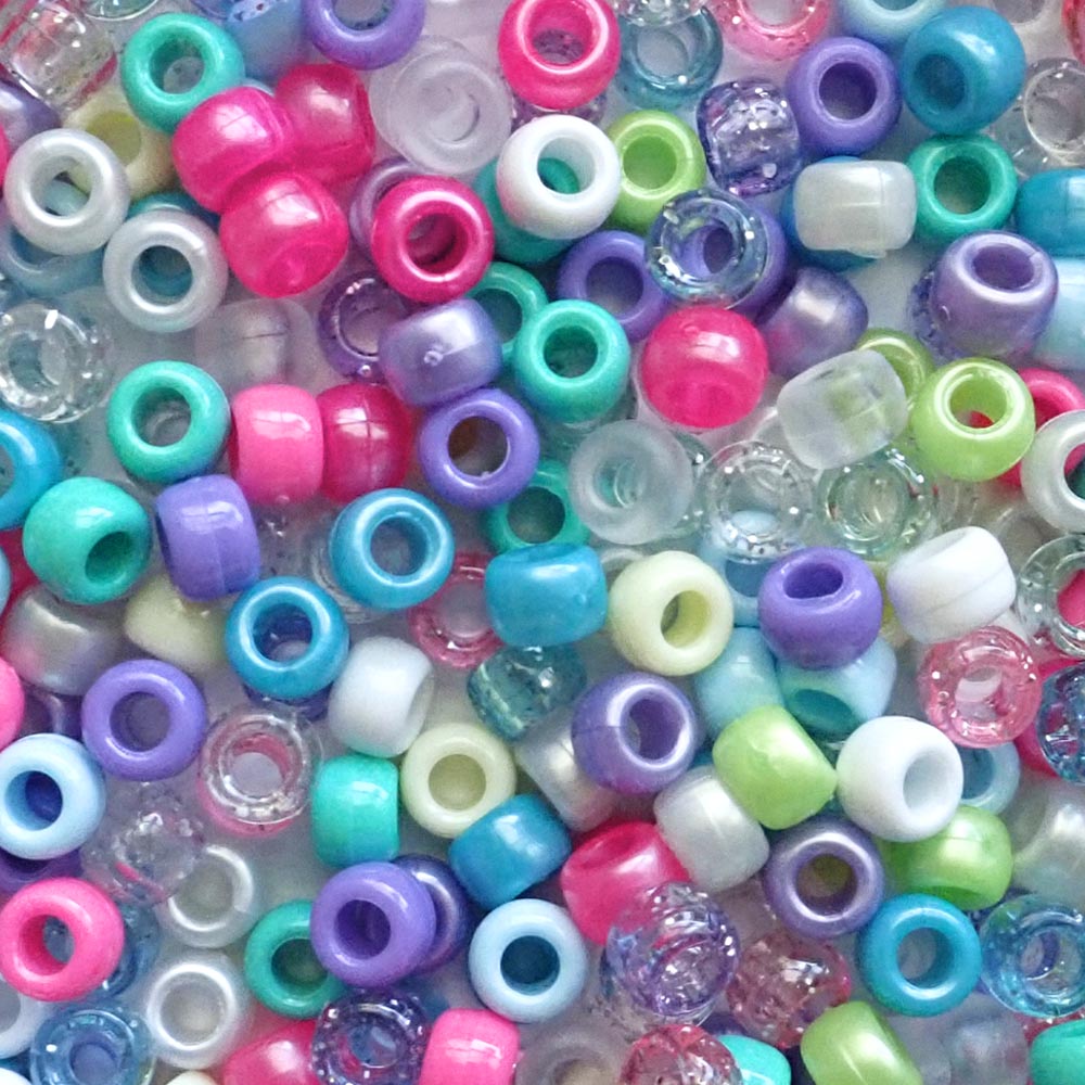Dreamland Mix Plastic Pony Beads 6 x 9mm, 500 beads