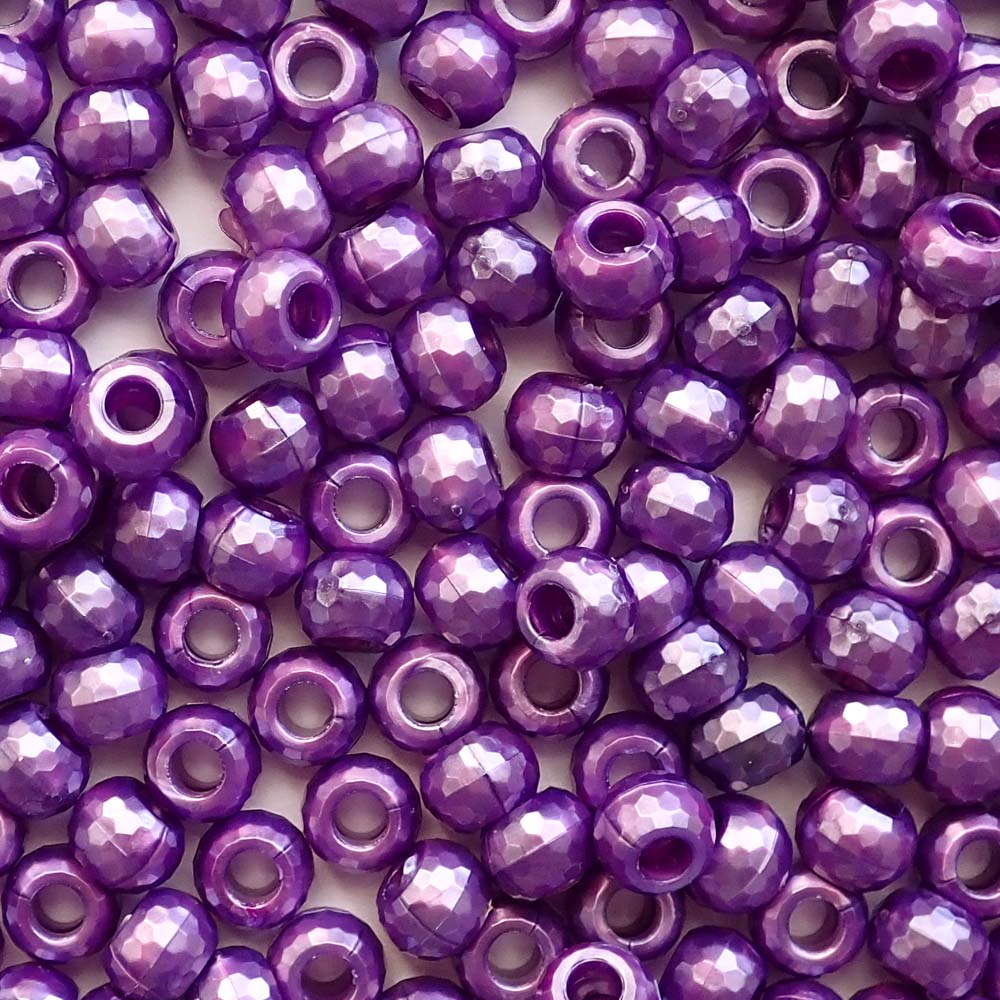 Violet Purple Pearl Plastic Faceted Rondelles Pony Beads, 6x9mm, 500 beads