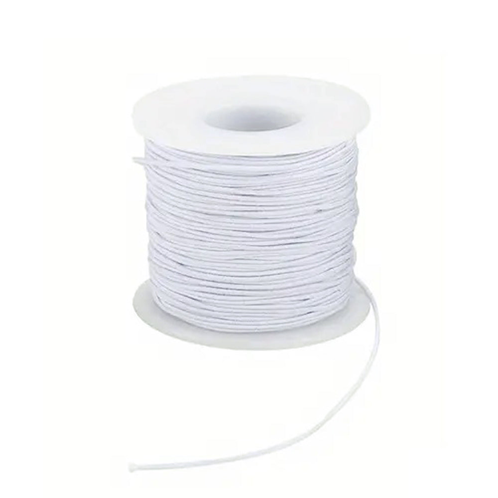 White Round Elastic Cord, 0.9mm thick, 50 yards