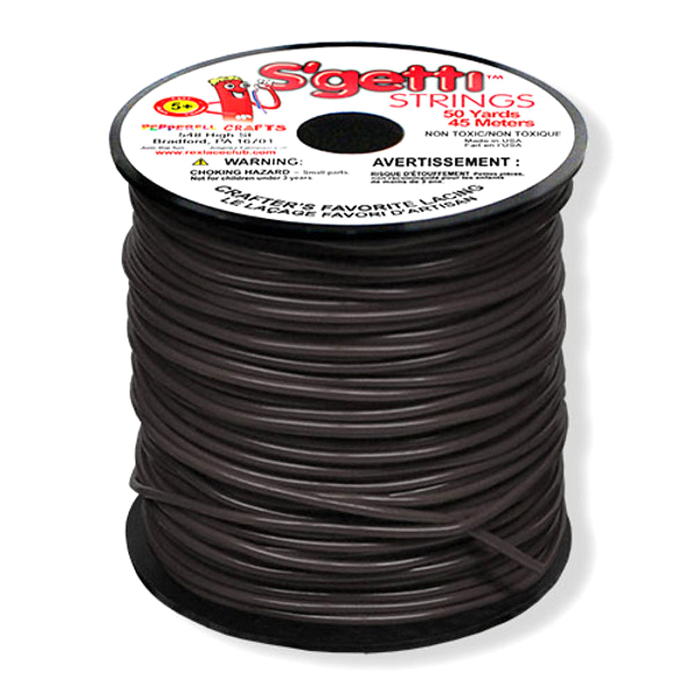 S&#39;getti Plastic Cord (non-stretch), Black, 1.8mm Thick, 50 yards (150 ft)