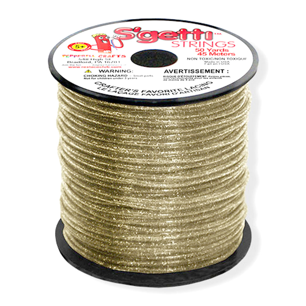 S&#39;getti Plastic Cord (non-stretch), Gold Glitter, 1.8mm Thick, 50 yards (150 ft)