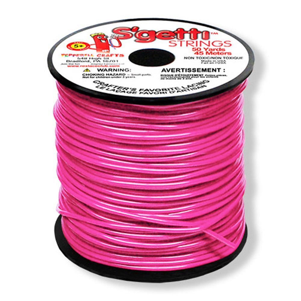 S&#39;getti Plastic Cord (non-stretch), Neon Pink, 1.8mm Thick, 50 yards (150 ft)