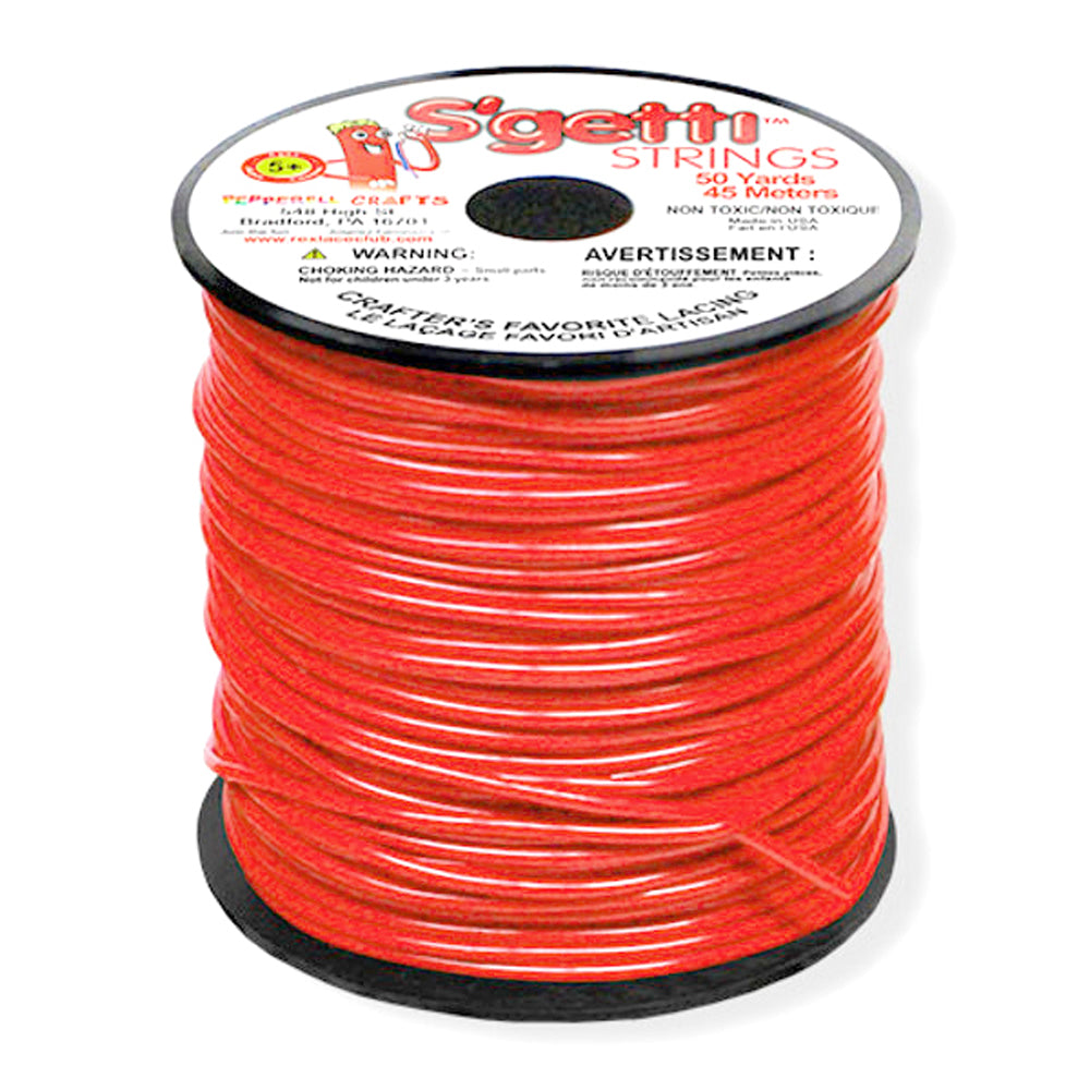 S&#39;getti Plastic Cord (non-stretch), Neon Red, 1.8mm Thick, 50 yards (150 ft)