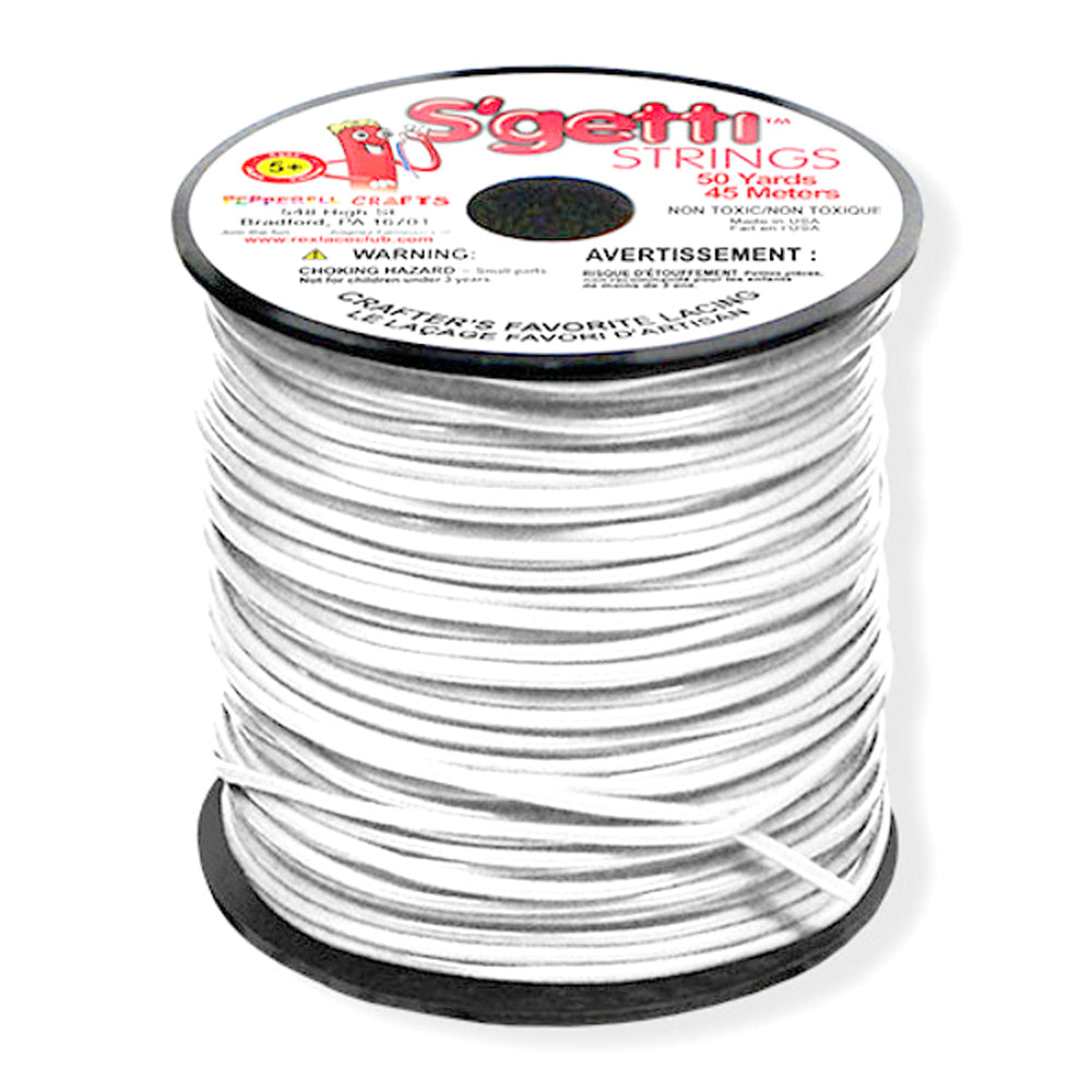 S&#39;getti Plastic Cord (non-stretch), White, 1.8mm Thick, 50 yards (150 ft)