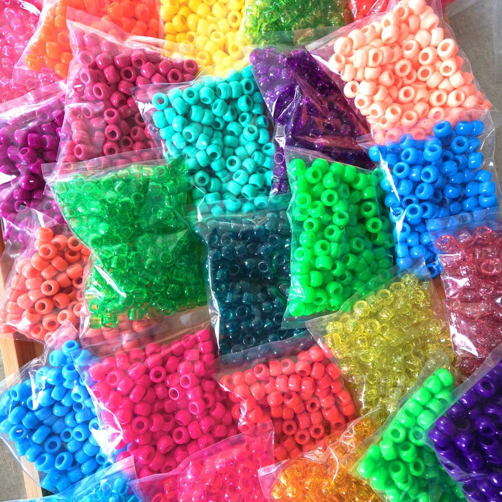 Amethyst Purple Glitter Plastic Pony Beads 6 x 9mm, 500 beads