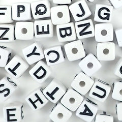 Plastic White Vertical Hole 11mm Cube Alphabet Beads, Single Letters, -  Pony Bead Store