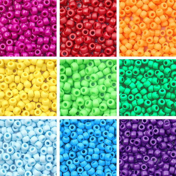 Quefe 2880Pcs Pony Beads Kit Rainbow Beads Plastic Bead for Craft 6 X 9Mm  24 Col