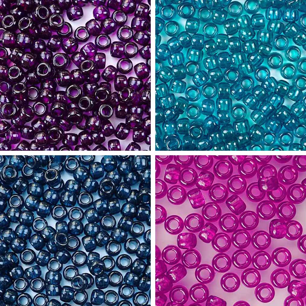Bold Retro Color Kit, Plastic Pony Beads 6 x 9mm for bracelets, jewelry making crafts