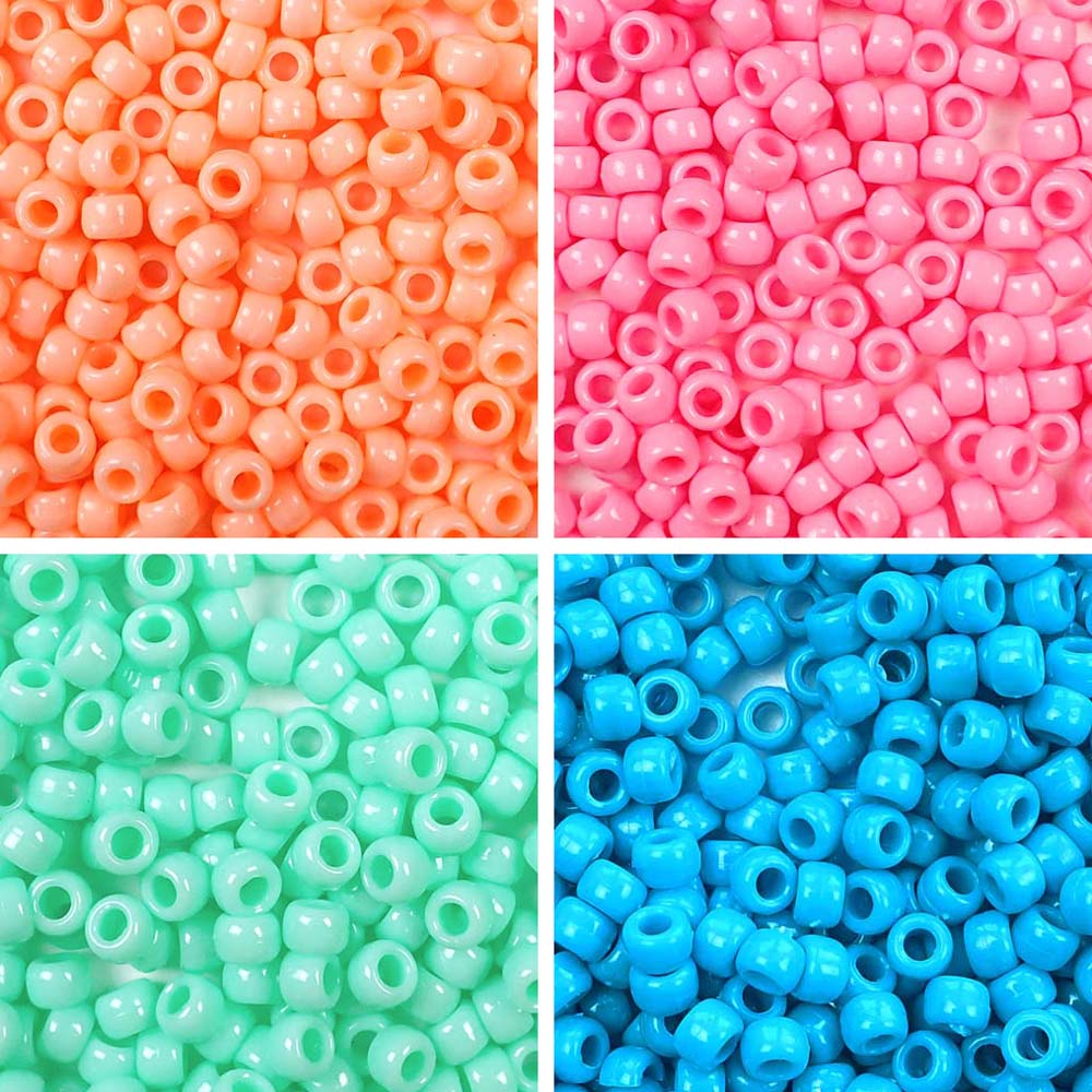 Chill Beach Vibes Opaque Color Kit, Plastic Pony Beads 6 x 9mm, 1000 beads