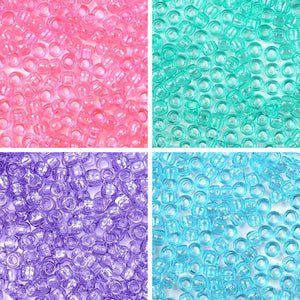 Mermaid Theme 4 Color Kit, Plastic Pony Beads 6 x 9mm, 1000 beads