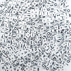white cube vertical hole letter beads