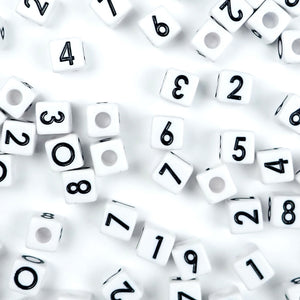 white cube vertical hole number beads