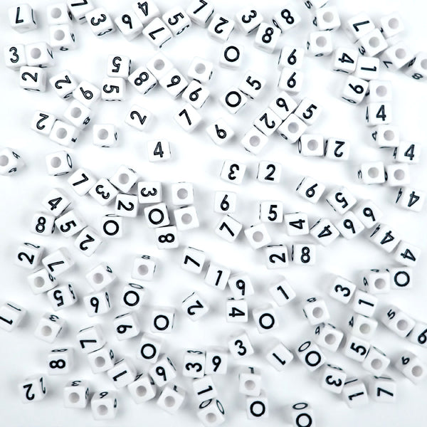 Plastic White Vertical Hole Mixed Alphabet Beads, Random Mix A-Z, 8mm Cube,  600 beads