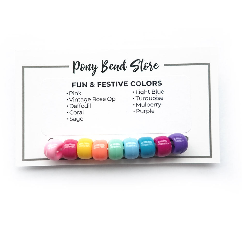 Pony Bead Color card featuring fun and festive opaque colors