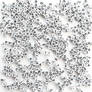 6mm white letter beads