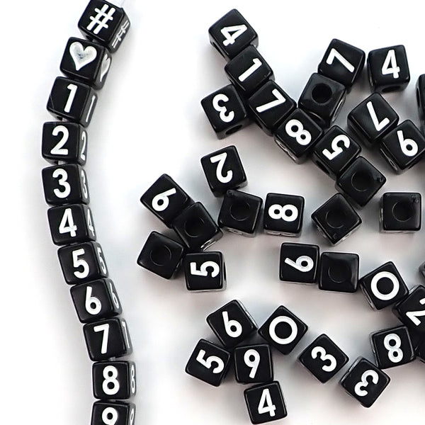 Plastic White Vertical Hole 8mm Cube Alphabet Beads, Single Letters or  Numbers, 35 beads
