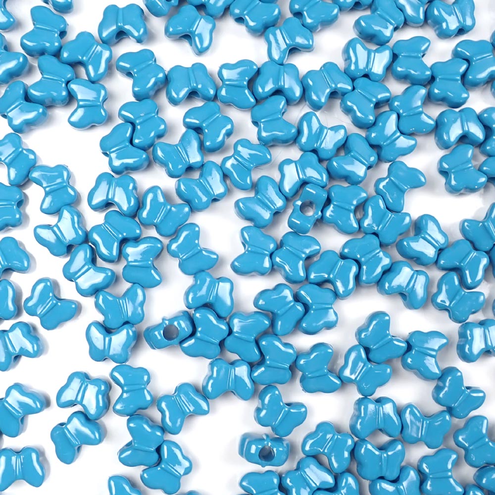 Butterfly Plastic Pony Beads, 13mm, Turquoise, 125 beads