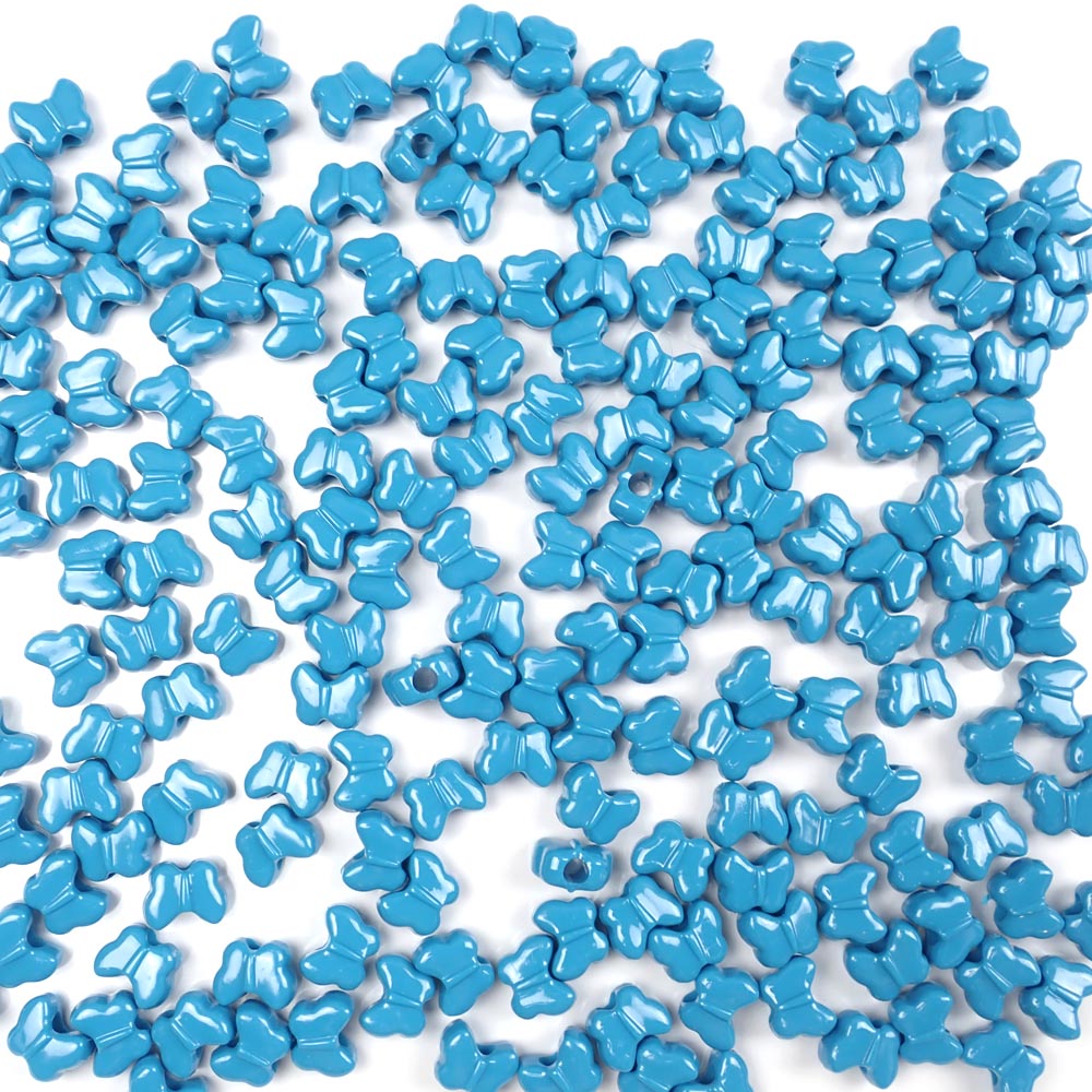 Butterfly Plastic Pony Beads, 13mm, Turquoise, 125 beads