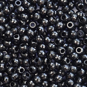 Black Faceted Plastic Pony Beads 6 x 9mm, 500 beads