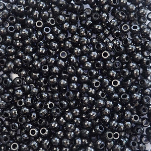 Black Faceted Plastic Pony Beads 6 x 9mm, 500 beads