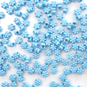 Flower Plastic Pony Beads, 13mm, Light Blue, 125 beads